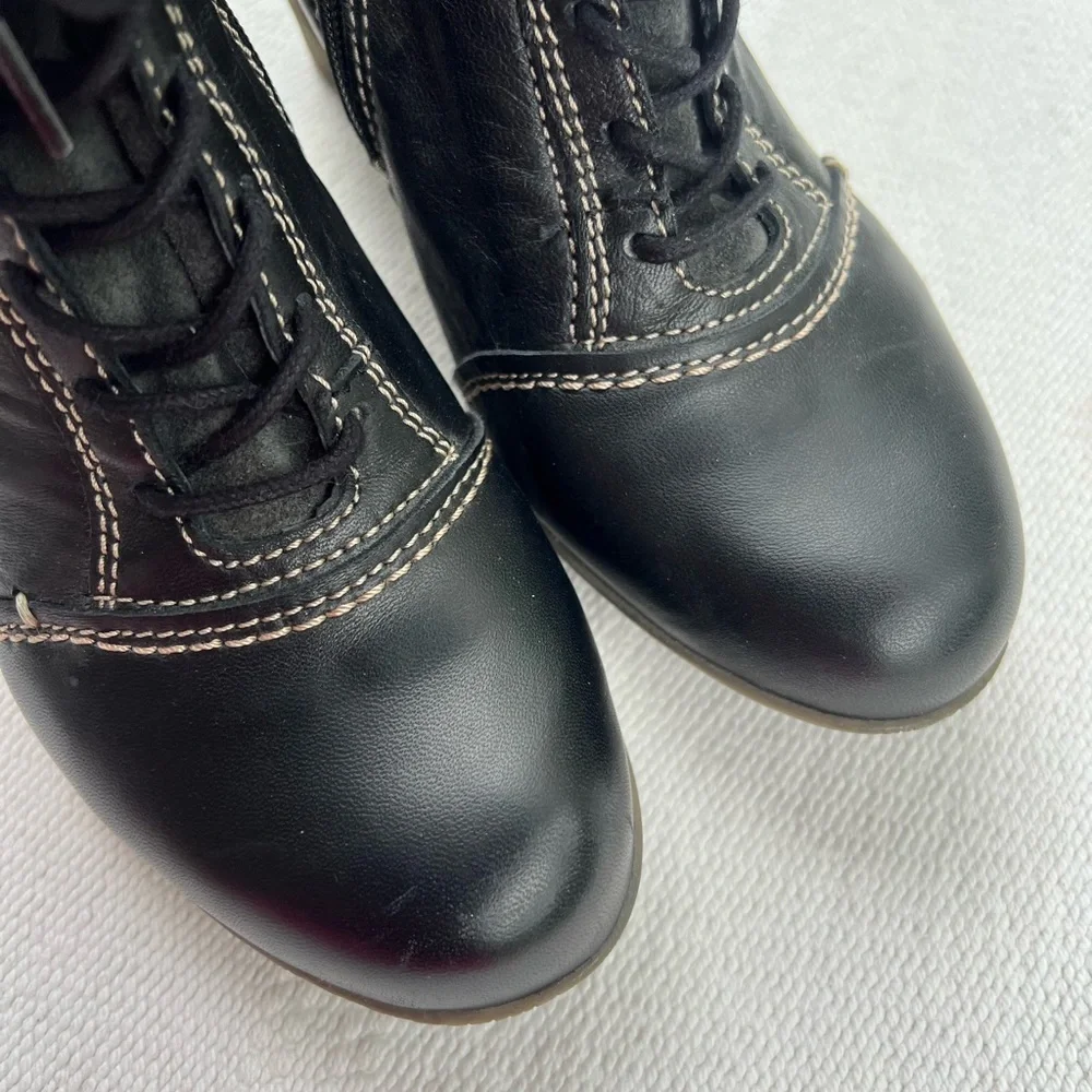 Cloud Footwear Black Leather Heeled Boots Size 38/7.5